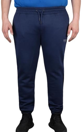 Firetrap Mens Jogging Bottoms Fleece Sweatpants with Zip Pockets Cotton-Poly Blend Gym Trousers Tapered Fit Joggers for Sports, Workout, or Casual Wear Navy XL