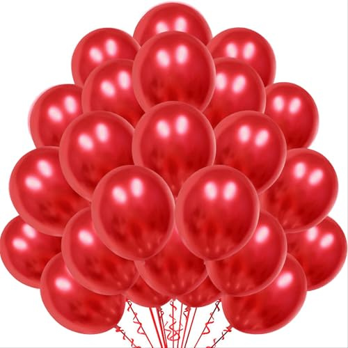 Waziwe [60 Stück] Rote Luftballons Geburtstag • Premium Ballons aus 100% Naturlatex • Luftballon Girlande für Luftballons Hochzeit Mädchen Partydeko Babyparty Jahrestag Deko