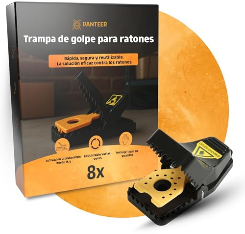 Mausefalle Schlagfalle - 8 Stück - Extra empfindlich bei 15g - 800g Schlagkraft - Inkl. 1 Paar Handschuhe - Wiederverwendbare Mäusefalle - Mausefallen fürs Haus, Keller & Garage