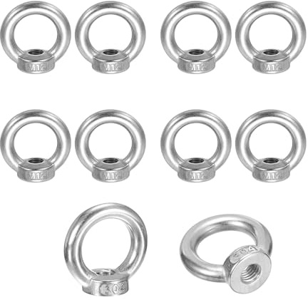 MUNGHOK 10 Stück Ringmutter Edelstahl M12, Ringösen Augenmuttern Ösenmuttern Eignen Hardware Ösenschraube Gewinde Innengewinde Befestigungsschraube für Hebezubehör Befestigen Sie hängende Ornamente