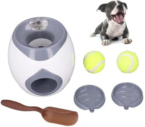 OUHKDM Máquina automática interactiva para lanzar Pelotas de Tenis para Perros + 2 Pelotas de Tenis