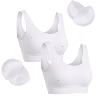 Bustier Damen 2er Pack Bambus BH mit Pads breite Träger weich