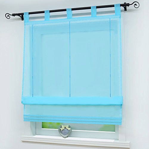 Joyswahl Raffrollo Voile Raffgardinen mit Schlaufen Sophia Schlaufenrollo BxH 140x140cm Blau 1er Pack