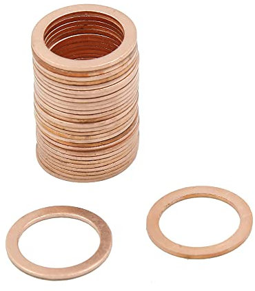X AUTOHAUX M15 x 20mm x 1mm Copper Washers Car Engine Flat Sealing Rings 30pcs