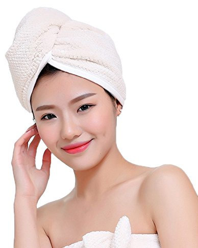 Femmes Dames Bonnet de Bain Douche en Microfibre Serviette Sèche Cheveux Epais Absorbant Chapeau de SPA Piscine Léger Douce Capuche à Séchage Rapide avec Attache Turban pour Cheveux Long Mi-long