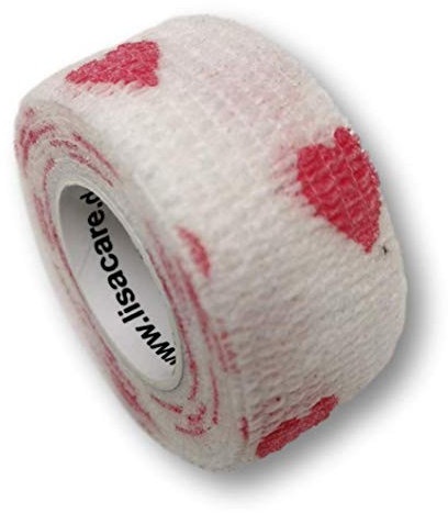 LisaCare Pflasterverband, Wundpflaster, Kinderpflaster, Pflaster auf Rolle, elastisch & ohne Kleber, 2,5cm breit (5er Packung, Herzen Weiß)