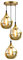 LEDSone Vintage 3 Way Pendant Light Glass Height Adjustable E27 Base Retro Industrial Globe Glass Ball Light Shade Ceiling Light Fitting Coffee Shop Bar Kitchen (Gold, with Bulb)