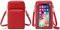 RRANCharltu Sac à Bandoulière pour Téléphone Portable Femmes Sac à Ecran Tactile Cuir PU Pochette Portefeuille Femme Porte Cartes avec Bandoulière et Dragonne (Rouge)