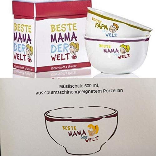 Ritzenhof Beste Mama der Welt Müslischale Porzellan Schale Ø 14 cm, Dessertschale, Frühstück, Schüssel