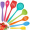 Herogo Juego de utensilios de cocina, 8 piezas, de silicona, antiadherente, resistente al calor, utensilios de cocina con espátula de silicona, cuchara, espátula, cuchara, cucharón, multicolor