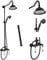 Aolemi Duscharmatur Ölgeriebene Bronze 8 Zoll Regendusche 30,5 cm Verlängerungsrohr inklusive Handbrause Duscharmatur Set Doppelhebelgriff Mischbatterie Badezimmer Wandhalterung