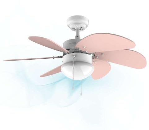 Cecotec Deckenventilator EnergySilence 3600 Vision Nude, 50 W, Durchmesser 91 x 37 cm, Lampe, 3 Geschwindigkeiten, 6 Umkehrbare Klingen, Sommer-/Winterfunktion, Zugkette, Weiß/Hautfarben