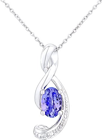 Elegano 9ct White Gold Women’s Necklace – Tanzanite Music Note Pendant with Chain