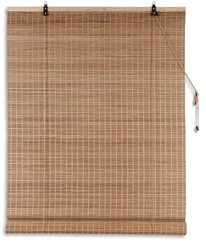 Julido Bambusrollo 120x220cm, braun Akzent, Raffrollo Fensterrollo innen, Sichtschutz, Sonnenschutz, Blendschutz, Fensterdekoration Boho, Blickdicht und lichtdurchlässig