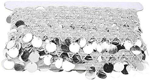 10 Yards Quaste Bauchkette, 10 Yards Bauchtanzkette Pailletten, Bauchtanz Quaste Gürtel Runde Münze Hüfttuch National Kleidung Zubehör Zubehör(Silber)