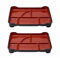 JapanBargain 1590, Japanese Lunch Bento Box Traditional Plastic Lacquered Bento Plate 6 Compartments for Restaurant or Home, Red and Black Color, 14x9.25, Made in Japan, 2 Pack