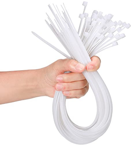 Shappy 50 Colliers de Serrage Plastique Serflex Rilsan Colson Blanc Collier de Serrage Attaches de Câble Nylon Zippées Serre Câble Résistant aux UV (Blanc, 46 cm x 5 mm)