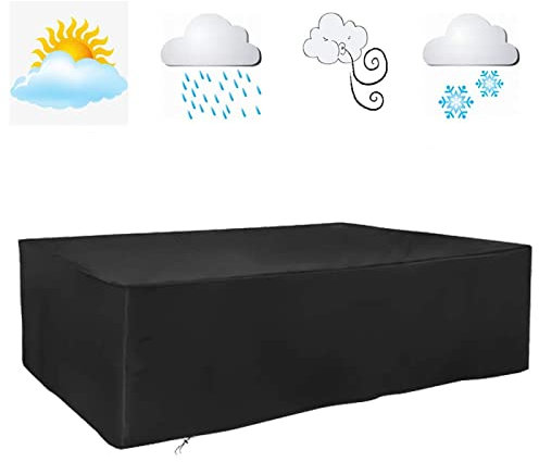 Gartenmöbel Abdeckung Wasserdicht,Abdeckplane Gartenmöbel Winterfest 420D Oxford Schutzhülle Gartenmöbel Wasserdicht UV-Schutz Winddicht gartengarnitur mit Schnalle Kordelzug schwarz 295x155x63cm