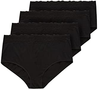 Yourset 4 Pack Curve Lace Trim High Waisted Full Briefs - Women's - Plus Size Curve