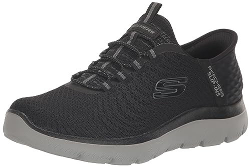 Skechers Men's Summits High Range Sneaker, Black Mesh/Charcoal, 7.5 UK