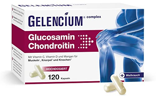 GELENCIUM® Glucosamin Chondroitin hochdosiert – 2.325 mg Tagesdosis - mit Weihrauch & Mikronährstoffen - 120 Kapseln
