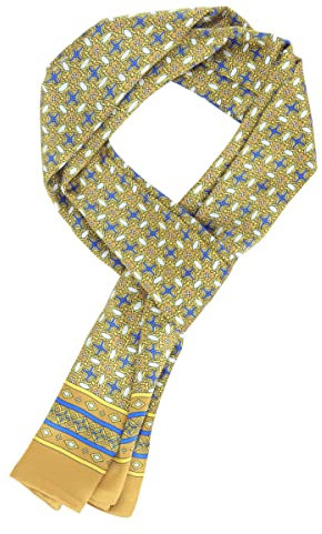 WANYING Edler 100% Seide Herrenschal 11 Momme Seidenschal für Herren Schaltuch Casual Business 155×26cm - Geomatisch Muster Gold