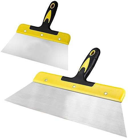 Set de spatules de surface, spatule large professionnelle en acier inoxydable: 40 cm et 25 cm, outils muraux, finition cloison sèche, spatule de lissage, lames de raclage flexibles pour enduit mural