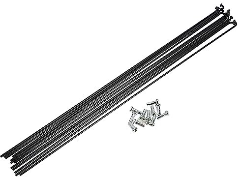 QUARKZMAN 12 Stück 14G J Kurve 282 mm Speichen mit Nippeln für Fahrrad, Schwarz