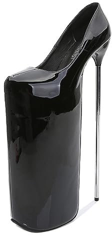 Tacchi Alti da Donna 20CM Stivali con Plateau con Tacco Alto a Spillo Stivali a Spillo Sexy in Pelle Verniciata Leggera Scarpe da Ballo,Nero,45 EU