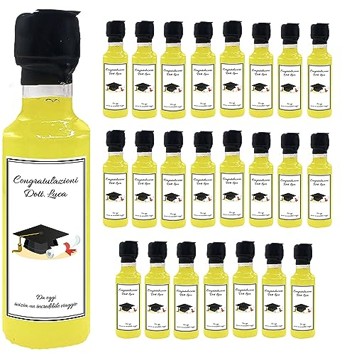24 Bottiglie mignon di Limoncello Personalizzato - Idea esclusiva e originale per bomboniere di laurea (Incredibile viaggio)