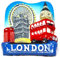 BETTER WITH FRIENDS 3D Retro London Telefonzelle Magnet mit rotem Briefkasten, 8 cm x 6 cm, Kunststoff, 1 Stück