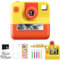 Sofortbildkamera Kinder,1080P Kinderkamera Sofortbildkamera Fotokamera mit 3 Rollen Druckpapier & 32GB Karte, DigitalKamera Kinder Sofortbildkamera Geschenk für 3-12 Jahre(Gelb)