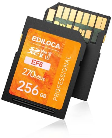 Ediloca SD Card 256GB, UHS-II Camera Memory Card, Up to 300MB/s, Pseudo SLC Mode, C10, U3, V90, 4K, 8K-UHD, Must-Have for Professional Photographers(EF6)