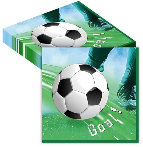 AFYHH Fußball Servietten Geburtstag Deko - 40Stück Fußball EM 2024 Servietten Deko Tischdeko Papierservietten Fußball Kindergeburtstag Party Deko Jungen Geburtstag Party Deko