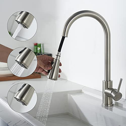 HOMELODY Küchenarmatur mit Brause Wasserhahn Küche Ausziehbar mit 3 Modus Armatur Küche 360° Drehbar Mischbatterie Spültischarmatur Ausziehbar Einhebelmischer Messing
