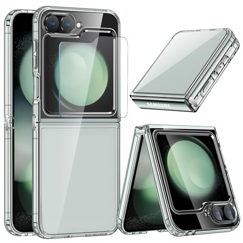 COPIKE Coque Protection Caméra pour Samsung Galaxy Z Flip 6 et Verre Trempé, Coque Samsung Z Flip 6 Mince Antichoc Anti-Jaune Anti-Rayures Housse, Transparent