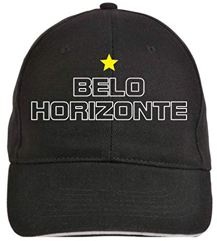 Generico Bestickte Mütze Belo Horizonte schwarz – Fußballfans – Sport Ultras, aus Polyester, 5 Paneele mit Klettverschluss, Weiß, One size
