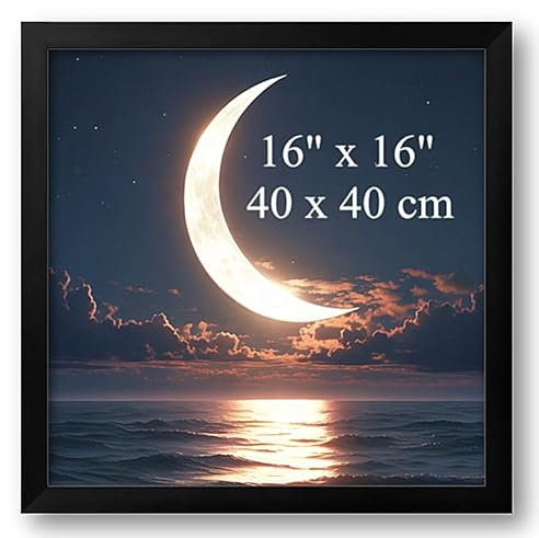 Aeadar Hölzerner Massivholzfotorahmen, schwarzer hölzerner Fotorahmen mit Plexiglas, 16 x 16 Zoll / 40 x 40 cm Bilder, Fotos, Ölgemälde & Leinwand, Art Deco Stil (1-Pack)