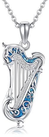 DAYLINLOVE Harfe Halskette S925 Sterling Silber Musikinstrument Halskette Filigrane Harfe Halskette Musik Schmuck Geschenke für Frauen Musikliebhaber