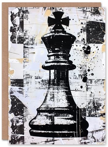 Artery8 King Chess Piece Checkerboard Street Art Blank For Him Or Her Art Birthday Card