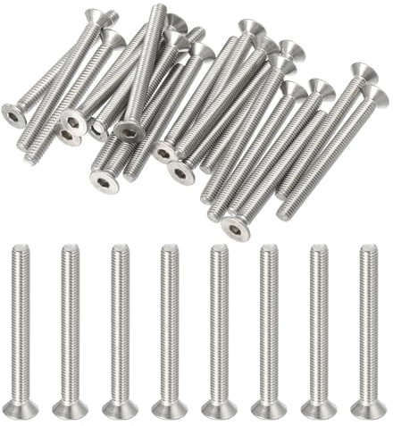 PATIKIL #10-32x2 Flachkopf Senkschrauben mit Innensechskant, 20 Stück 6,8 Stärke 304 Edelstahl 18-8 Senkkopfschrauben mit Vollgewinde, UNF Flachkopfschrauben für Industrie Büro Haushalt