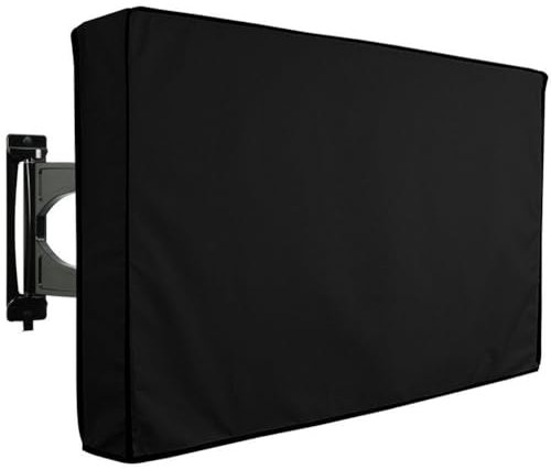 CREATCABIN TV Abdeckung Für Außenbereich Wasserdicht Staubdicht Dicker Stoff Schutz TV Abdeckung Mit Kontraktionsband Tragbar Faltbar Wetterfest Kratzschutzabdeckung Für Flachbildfernseher 94x15x64cm