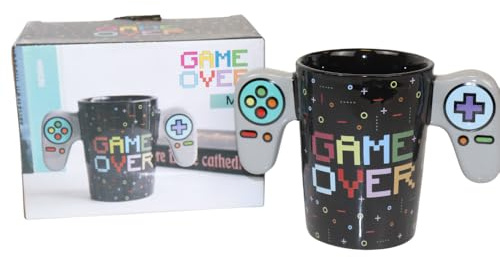 B4E Game Over Ceramic Mug with Controller Handle, 295 ml, Black