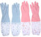 UTHCLO 2paar Wasserdichte Küchenhandschuhe Mit Dickem Warmem Innenfutter Aus Plüsch Rutschfeste Gummihandschuhe Für Geschirrspülen Gartenarbeit Und Mehr Zufällige Farbe