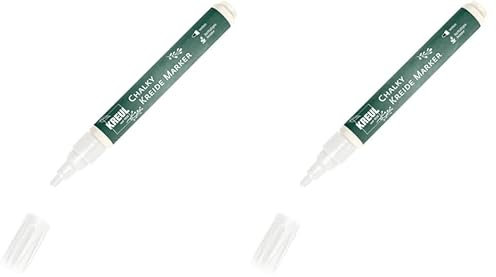 Kreul 22711 - Chalky Kreidemarker Medium, Snow White, matt, pastellige Flüssigkreide, non-permanenter Kreidemarker zum Bemalen & Beschreiben von Tafel- und Glasoberflächen (Packung mit 2)