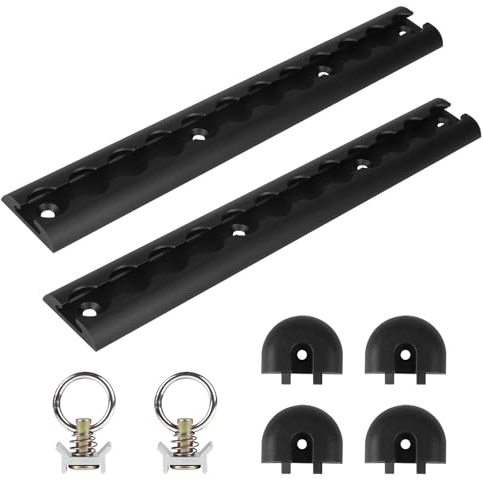 EXLECO 2pcs 30cm Hart Eloxieren Alu Airlineschiene, UV-Schutz, mit Endkappen & Zurrösen, Airline Schiene Halbrunde Airlineschiene zur Ladungssicherung Zurrschienen Zubehör für Wohnmobil LKW Schwarz