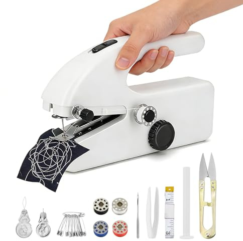 Handnähmaschine - alouweekuky, Mini Nähmaschine Elektrisch, 2 Modi & Nähzubehör Hand Nähmaschine Einfach zu Bedienen, Ideal für Kleidung zum Nähen Von Kleidung,Vorhängen,Handarbeiten