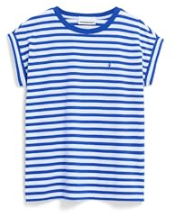 ARMEDANGELS Damen T-Shirt aus Bio-Baumwolle IDAARA Stripes Loose Fit White-Dynamo Blue XXL