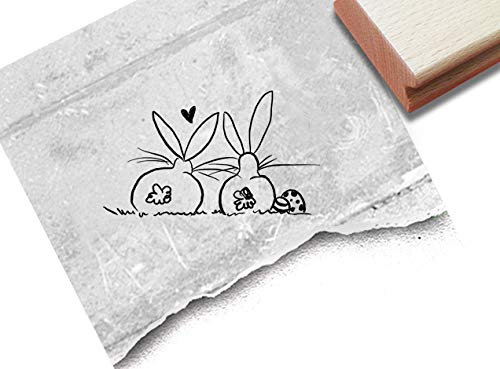 Stempel Osterstempel OSTERHASEN mit Herz (klein) - Tierstempel zu Ostern, Osterfest Karten Geschenkanhänger Geschenk für Kinder Osterdeko - zAcheR-fineT
