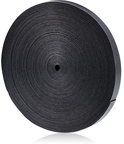 WILLBOND 3/4 Inch x 90ft Fastening Tape Cable Ties Reusable Fastening Nylon Tape Double Side Hook Roll Hook and Loop Straps Wires Cords Management Wire Organizer Straps (Black)